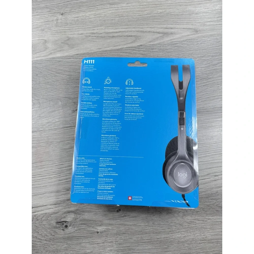 Logitech H111 Wired Headset Stereo Headphones with Noise Cancelling Microphone